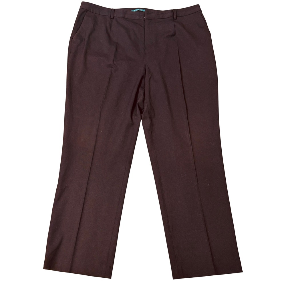 Lauren Ralph Lauren Wool Blend Straight Leg Dress Pants Brown Women 18W